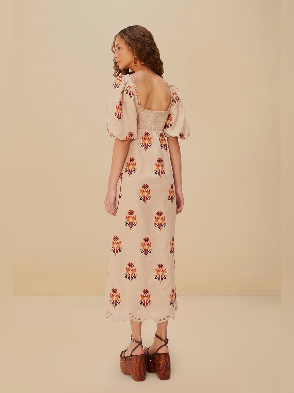 Farm Rio Rose Embroidered Macaw Maxi Dress in Beige Multi | M - Picture 7 of 16